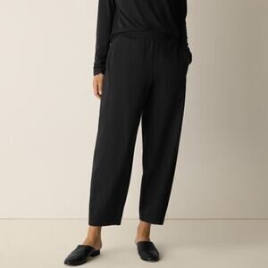NWT Eileen Fisher Lantern Pants Black Ponte Pull-on Ankle Petite Large